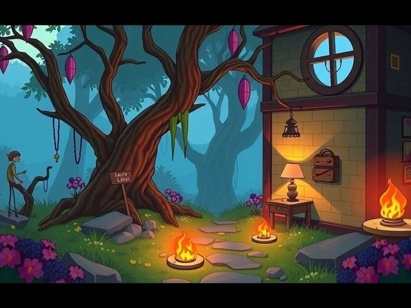 A woman in 1920s attire investigating a scene with a magnifying glass, representing June's Journey gameplay