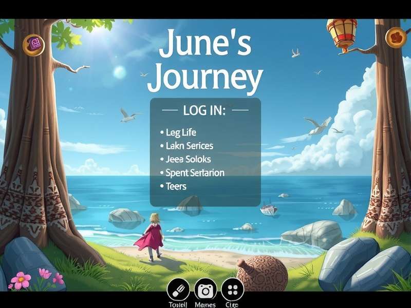 Screenshots showing various June's Journey log in screens and game scenes